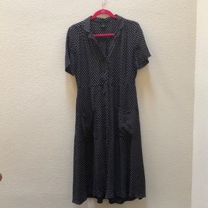 Urban Outfitters Midi Polka Dot Button Up Dress